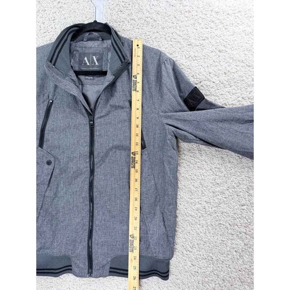 Armani Exchange Bomber Jacket Mens Medium Grey Excellent Full Zip Logo Patch